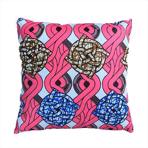Pink & Brown Ankara Print Cushion Cover