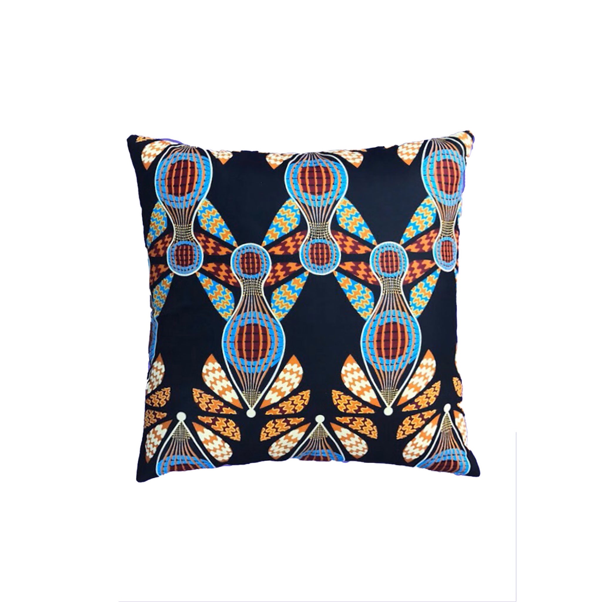 Geometric multicoloured Ankara cushion cover