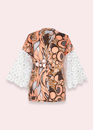 Theme Song in Peachtree Short Kimono Jacket with Lace 1