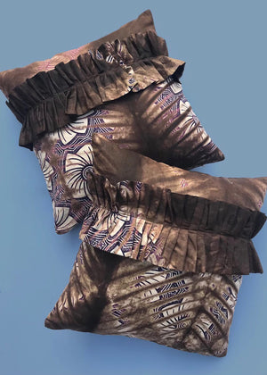 Brown Floral Tie & Dye Ankara Cushion Cover