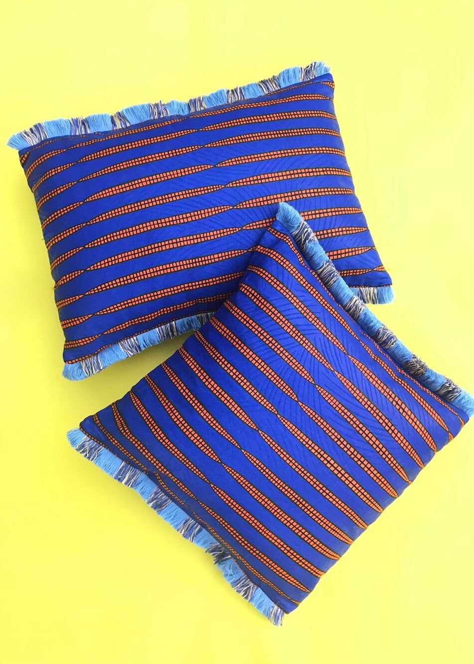 Blue and Orange Ankara Cushion Cover