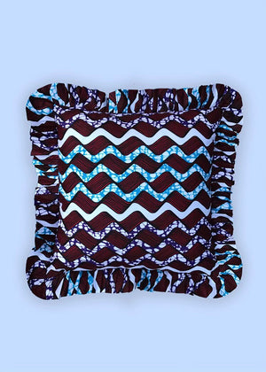 Blue & Brown Ocean waves Ankara Print Cushion Cover