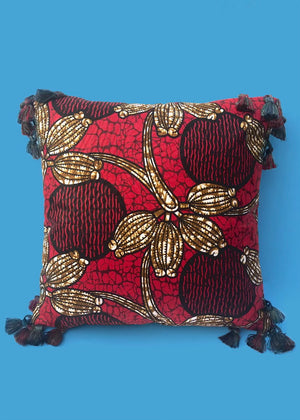 Red and Brown Ankara Print Cushion Cover