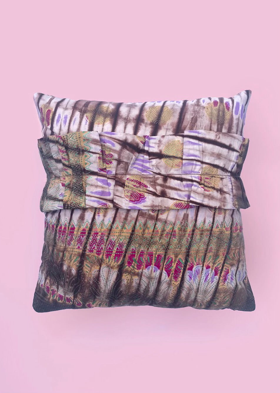 Lilac Tie & Dye Pleated Cushion Cover