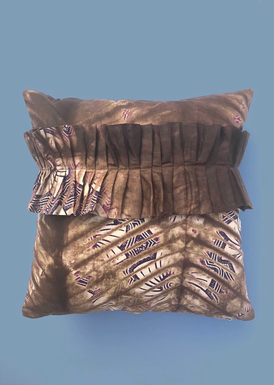 Brown Floral Tie & Dye Ankara Cushion Cover