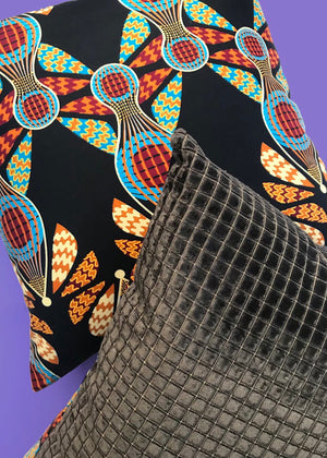 Geometric multicoloured Ankara mix cushion cover