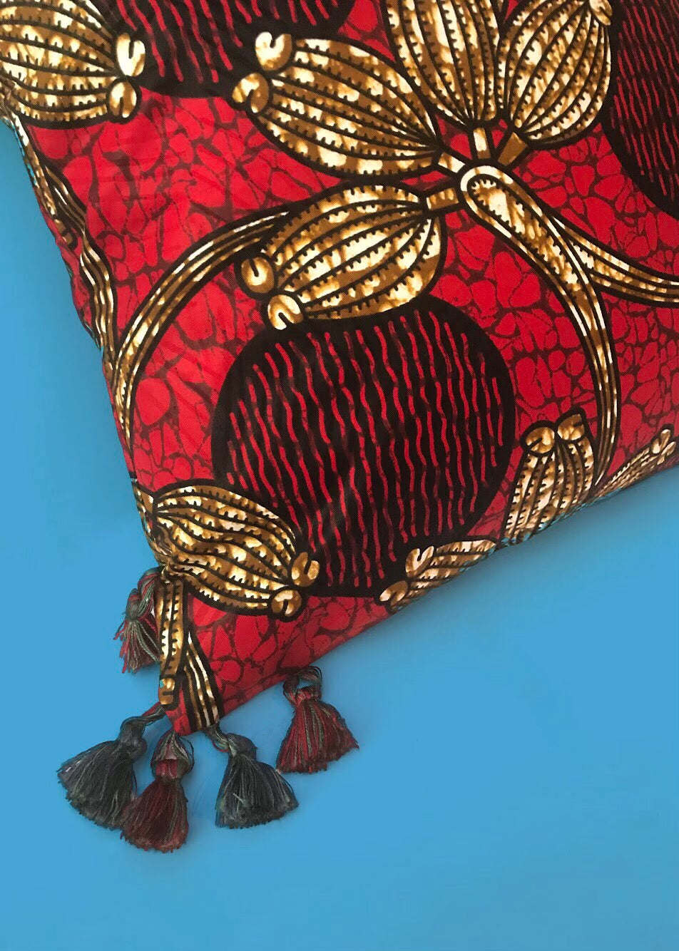 Red and Brown Ankara Print Cushion Cover