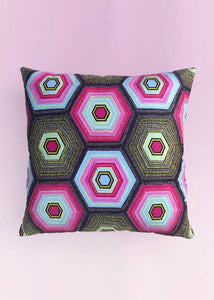 Pink Hexagons Ankara Print Cushion Cover